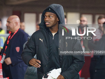 Rafael Leao plays during the AC Monza vs AC Milan Serie A match at U-Power Stadium in Monza, Italy, on November 2, 2024. (