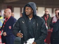 Rafael Leao plays during the AC Monza vs AC Milan Serie A match at U-Power Stadium in Monza, Italy, on November 2, 2024. (