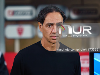 Alessandro Nesta, head coach of AC Monza, is present during the match between AC Monza and AC Milan in Serie A at U-Power Stadium in Monza,...