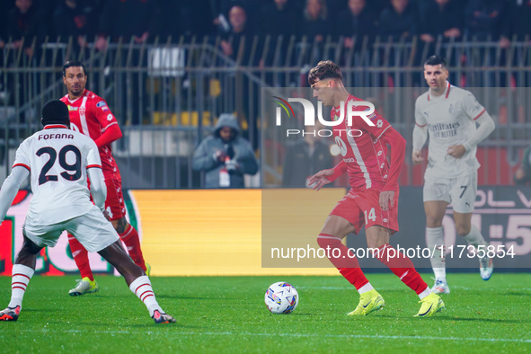 Daniel Maldini participates in the match between AC Monza and AC Milan, Serie A, at U-Power Stadium in Monza, Italy, on November 2, 2024. 