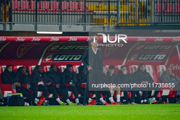 Paulo Fonseca is the head coach of AC Milan during the match between AC Monza and AC Milan in Serie A at U-Power Stadium in Monza, Italy, on...