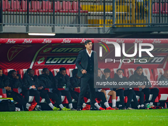 Paulo Fonseca is the head coach of AC Milan during the match between AC Monza and AC Milan in Serie A at U-Power Stadium in Monza, Italy, on...