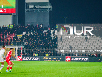 The Milan ultras protest during the AC Monza vs AC Milan Serie A match at U-Power Stadium in Monza, Italy, on November 2, 2024. (