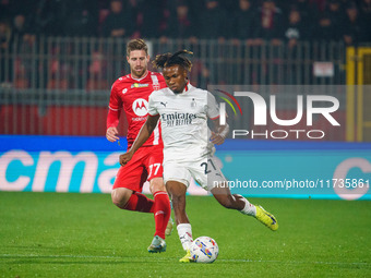 Samuel Chukwueze plays during the match between AC Monza and AC Milan in Serie A at U-Power Stadium in Monza, Italy, on November 2, 2024. (