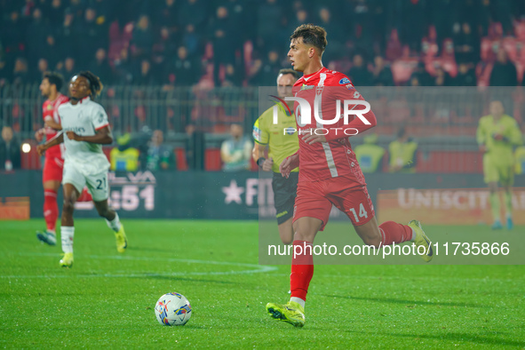 Daniel Maldini participates in the match between AC Monza and AC Milan, Serie A, at U-Power Stadium in Monza, Italy, on November 2, 2024. 