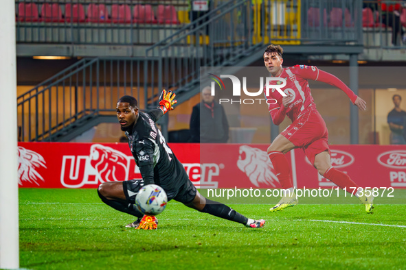 Daniel Maldini participates in the match between AC Monza and AC Milan, Serie A, at U-Power Stadium in Monza, Italy, on November 2, 2024. 