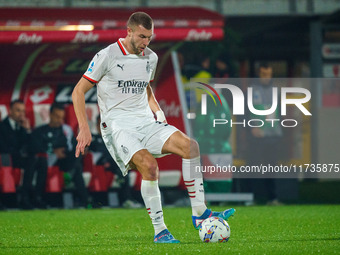 Strahinja Pavlovic participates in the match between AC Monza and AC Milan, Serie A, at U-Power Stadium in Monza, Italy, on November 2, 2024...