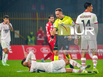 Ermanno Feliciani serves as the referee during the AC Monza vs AC Milan Serie A match at U-Power Stadium in Monza, Italy, on November 2, 202...