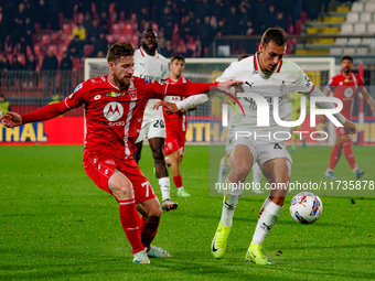 Georgios Kyriakopoulos and Filippo Terracciano participate in the AC Monza vs AC Milan, Serie A match, at U-Power Stadium in Monza, Italy, o...