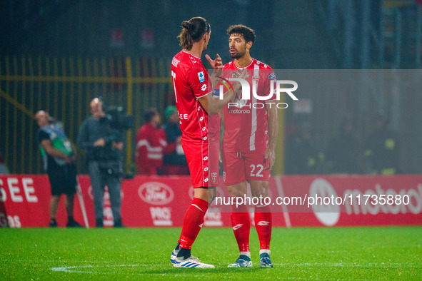 Pablo Mari and Milan Djuric are present during the AC Monza vs AC Milan Serie A match at U-Power Stadium in Monza, Italy, on November 2, 202...