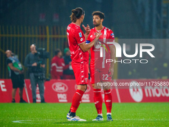 Pablo Mari and Milan Djuric are present during the AC Monza vs AC Milan Serie A match at U-Power Stadium in Monza, Italy, on November 2, 202...