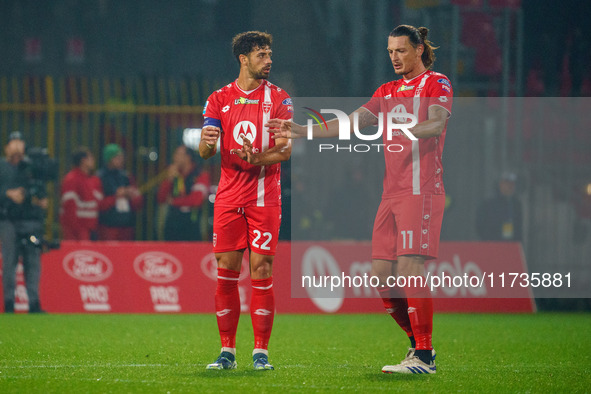 Pablo Mari and Milan Djuric are present during the AC Monza vs AC Milan Serie A match at U-Power Stadium in Monza, Italy, on November 2, 202...