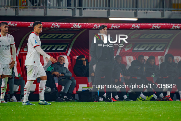 Paulo Fonseca is the head coach of AC Milan during the match between AC Monza and AC Milan in Serie A at U-Power Stadium in Monza, Italy, on...