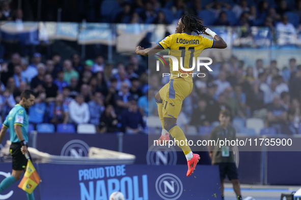 Ademola Lookman of Atalanta BC celebrates after scoring during the Serie A match between SSC Napoli and Atalanta BC at Stadio Diego Armando...