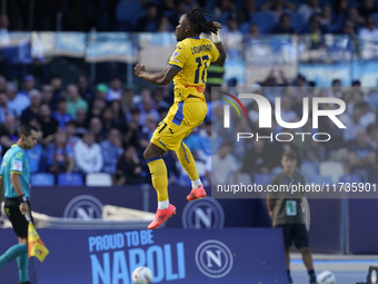 Ademola Lookman of Atalanta BC celebrates after scoring during the Serie A match between SSC Napoli and Atalanta BC at Stadio Diego Armando...