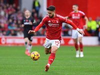 Alex Moreno of Nottingham Forest is in action during the Premier League match between Nottingham Forest and West Ham United at the City Grou...