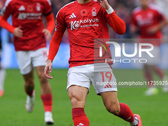 Alex Moreno of Nottingham Forest is in action during the Premier League match between Nottingham Forest and West Ham United at the City Grou...