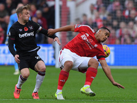 Murillo of Nottingham Forest battles with Jarrod Bowen of West Ham United during the Premier League match between Nottingham Forest and West...