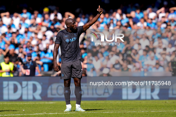 Romelu Lukaku of SSC Napoli gestures during the serie Serie A Enilive match between SSC Napoli and Atalanta BC at Stadio Diego Armando Marad...