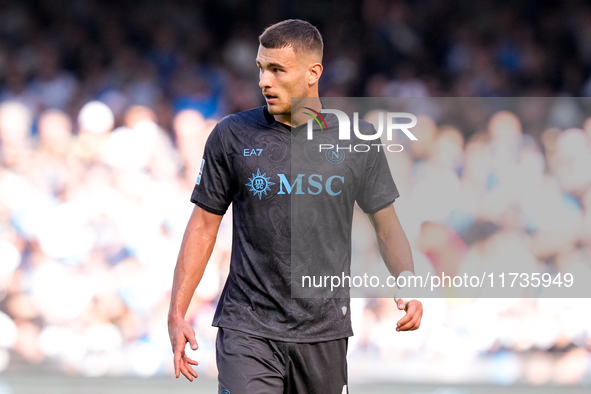 Alessandro Buongiorno of SSC Napoli looks on during the serie Serie A Enilive match between SSC Napoli and Atalanta BC at Stadio Diego Arman...