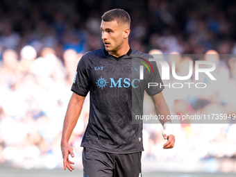 Alessandro Buongiorno of SSC Napoli looks on during the serie Serie A Enilive match between SSC Napoli and Atalanta BC at Stadio Diego Arman...