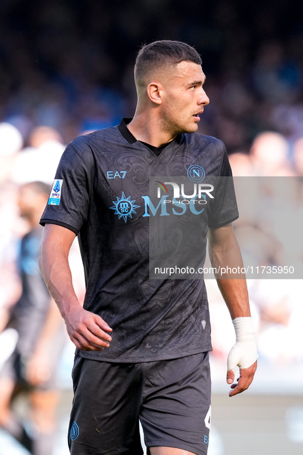 Alessandro Buongiorno of SSC Napoli looks on during the serie Serie A Enilive match between SSC Napoli and Atalanta BC at Stadio Diego Arman...