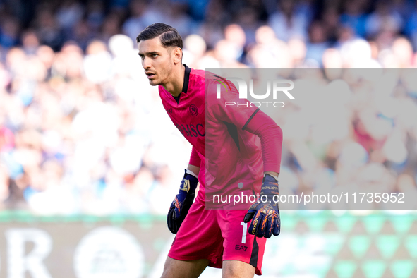 Alex Meret of SSC Napoli looks on during the serie Serie A Enilive match between SSC Napoli and Atalanta BC at Stadio Diego Armando Maradona...