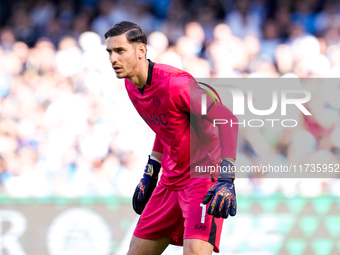 Alex Meret of SSC Napoli looks on during the serie Serie A Enilive match between SSC Napoli and Atalanta BC at Stadio Diego Armando Maradona...