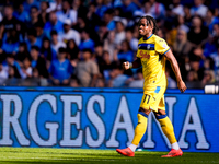 Ademola Lookman of Atalanta BC celebrates after scoring first goal during the serie Serie A Enilive match between SSC Napoli and Atalanta BC...