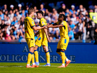 Ademola Lookman of Atalanta BC celebrates after scoring first goal during the serie Serie A Enilive match between SSC Napoli and Atalanta BC...