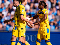 Ademola Lookman of Atalanta BC celebrates after scoring first goal during the serie Serie A Enilive match between SSC Napoli and Atalanta BC...