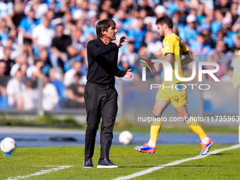 Antonio Conte Head Coach of SSC Napoli gestures during the serie Serie A Enilive match between SSC Napoli and Atalanta BC at Stadio Diego Ar...