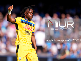 Ademola Lookman of Atalanta BC gestures during the serie Serie A Enilive match between SSC Napoli and Atalanta BC at Stadio Diego Armando Ma...