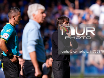 Antonio Conte Head Coach of SSC Napoli looks on during the serie Serie A Enilive match between SSC Napoli and Atalanta BC at Stadio Diego Ar...