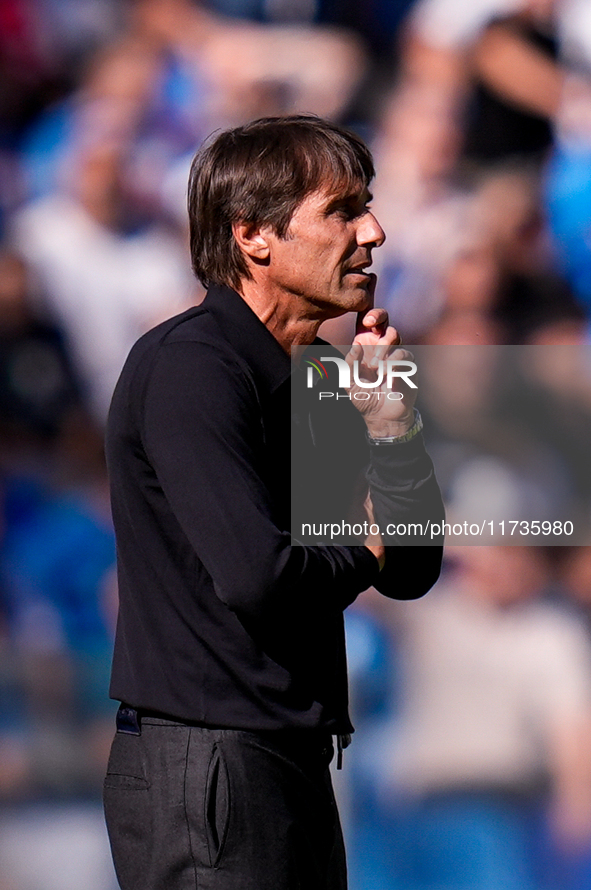 Antonio Conte Head Coach of SSC Napoli looks on during the serie Serie A Enilive match between SSC Napoli and Atalanta BC at Stadio Diego Ar...