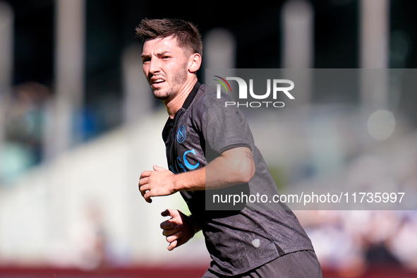 Billy Gilmour of SSC Napoli looks on during the serie Serie A Enilive match between SSC Napoli and Atalanta BC at Stadio Diego Armando Marad...