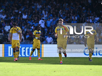 Ademola Lookman of Atalanta B.C. celebrates after scoring the goal of 0-2 during the 11th day of the Serie A Championship between S.S.C. Nap...