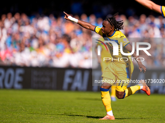 Ademola Lookman of Atalanta BC celebrates after scoring second goal during the serie Serie A Enilive match between SSC Napoli and Atalanta B...