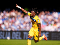 Ademola Lookman of Atalanta BC celebrates after scoring second goal during the serie Serie A Enilive match between SSC Napoli and Atalanta B...