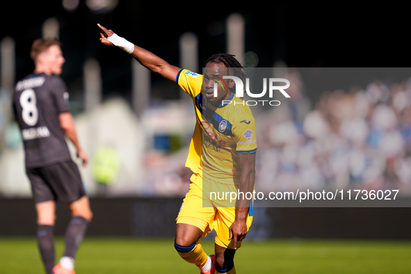 Ademola Lookman of Atalanta BC celebrates after scoring second goal during the serie Serie A Enilive match between SSC Napoli and Atalanta B...