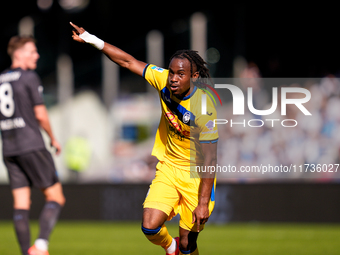 Ademola Lookman of Atalanta BC celebrates after scoring second goal during the serie Serie A Enilive match between SSC Napoli and Atalanta B...