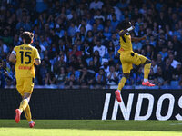 Ademola Lookman of Atalanta B.C. celebrates after scoring the goal of 0-2 during the 11th day of the Serie A Championship between S.S.C. Nap...