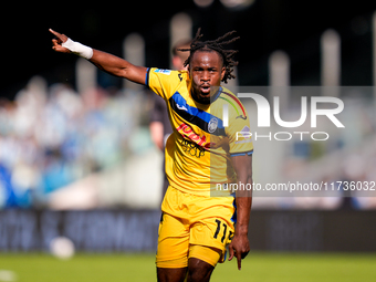 Ademola Lookman of Atalanta BC celebrates after scoring second goal during the serie Serie A Enilive match between SSC Napoli and Atalanta B...