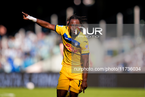 Ademola Lookman of Atalanta BC celebrates after scoring second goal during the serie Serie A Enilive match between SSC Napoli and Atalanta B...