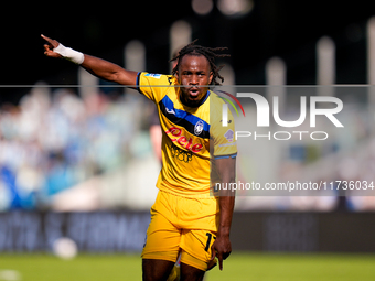 Ademola Lookman of Atalanta BC celebrates after scoring second goal during the serie Serie A Enilive match between SSC Napoli and Atalanta B...