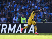 Ademola Lookman of Atalanta B.C. celebrates after scoring the goal of 0-2 during the 11th day of the Serie A Championship between S.S.C. Nap...