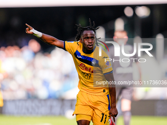 Ademola Lookman of Atalanta BC celebrates after scoring second goal during the serie Serie A Enilive match between SSC Napoli and Atalanta B...