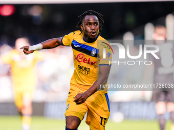 Ademola Lookman of Atalanta BC celebrates after scoring second goal during the serie Serie A Enilive match between SSC Napoli and Atalanta B...