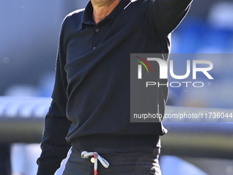 Antonio Conte coaches S.S.C. Napoli during the 11th day of the Serie A Championship between S.S.C. Napoli and Atalanta B.C. at the Diego Arm...