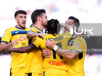 Ademola Lookman of Atalanta BC celebrates after scoring second goal during the serie Serie A Enilive match between SSC Napoli and Atalanta B...